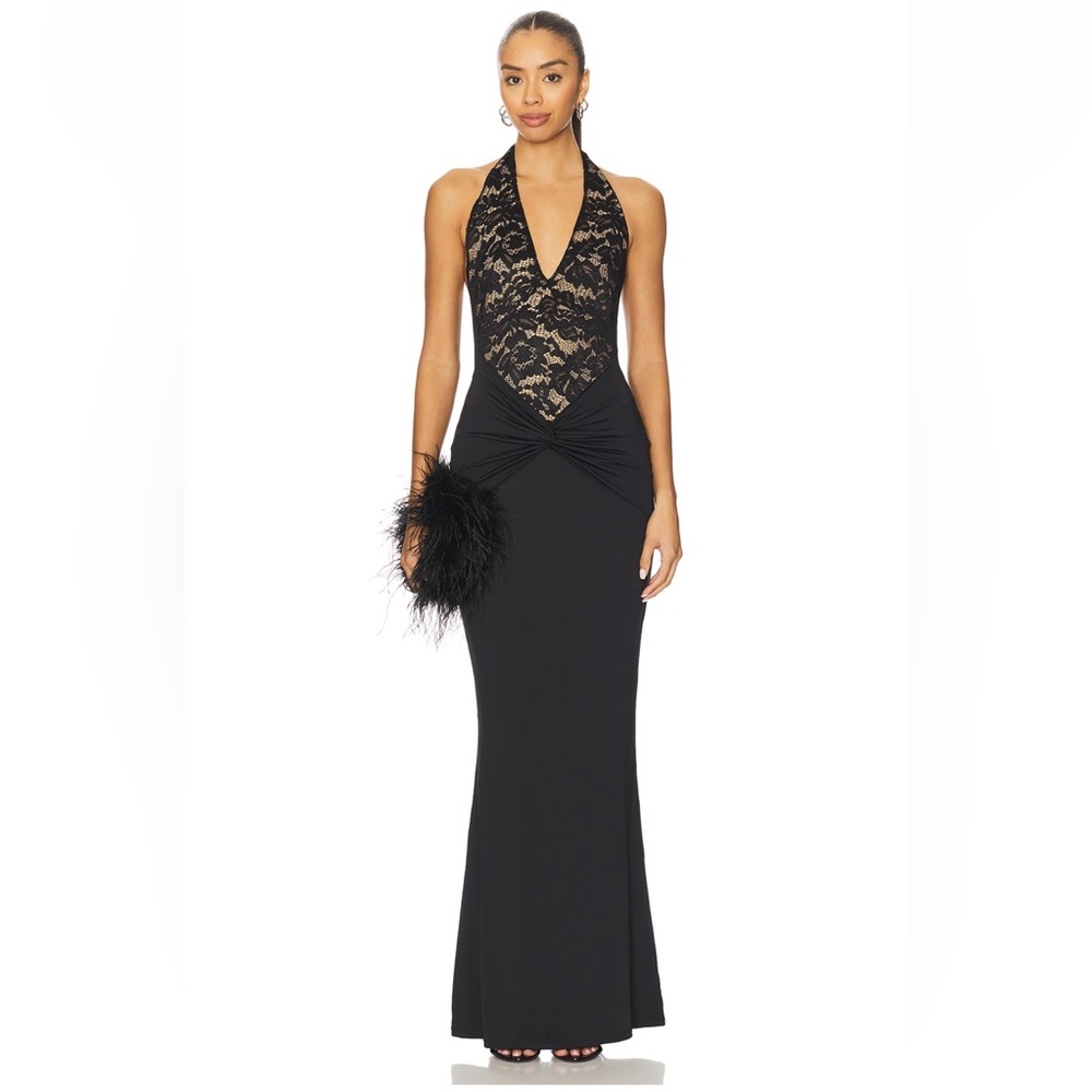 Nookie Black Lace Halter Maxi Dress